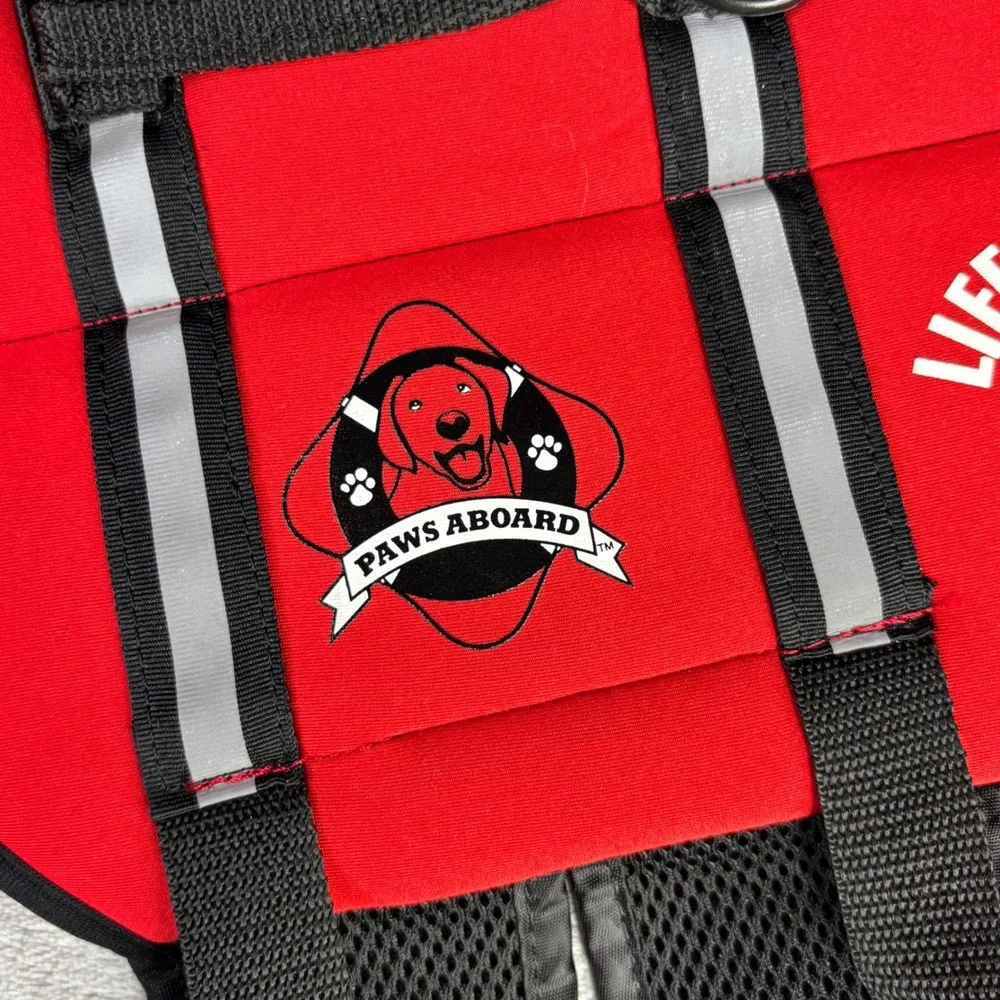 Paws Aboard Dog Life Jacket S Red‎ Lifeguard Pet Safety Vest Reflective Neoprene